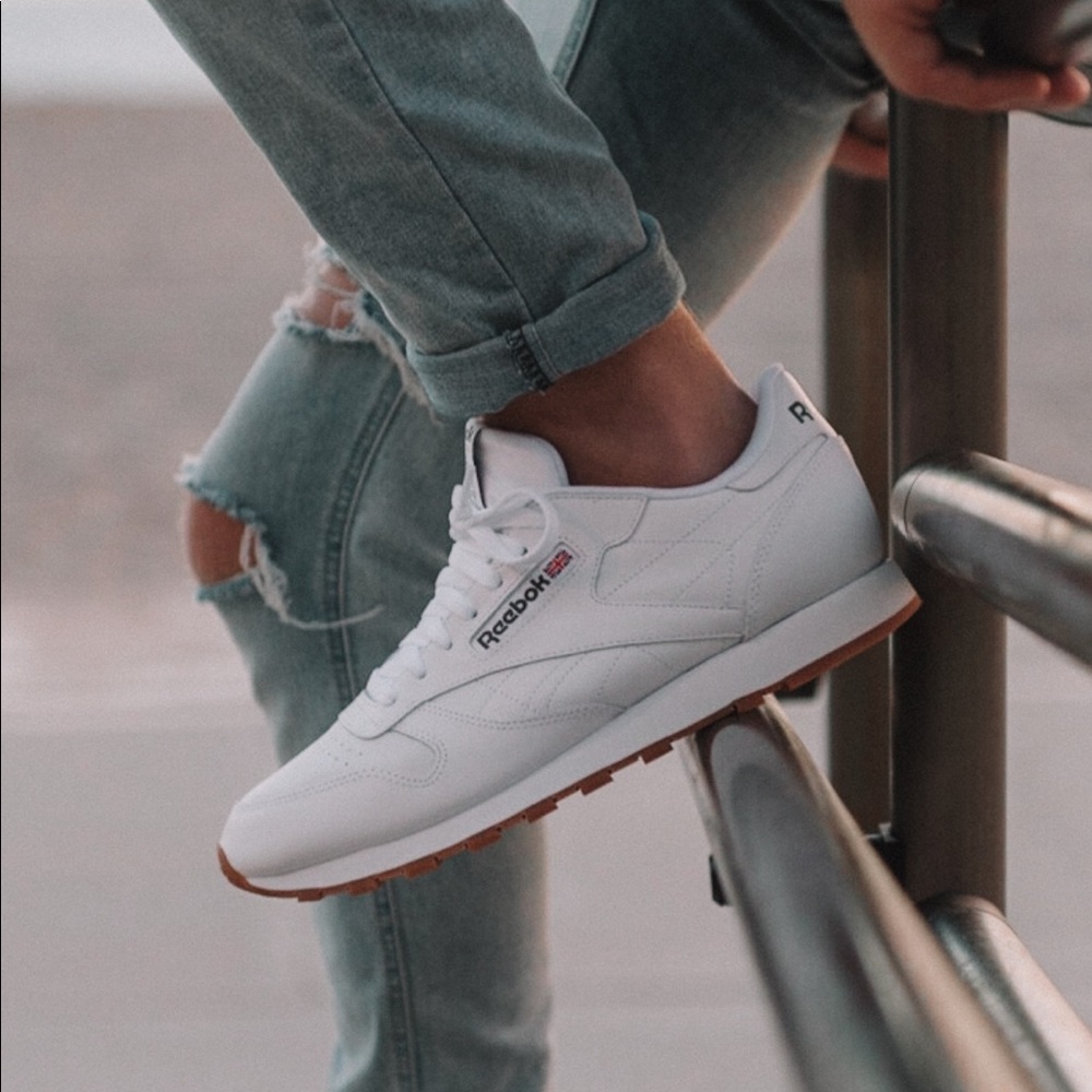 Reebok Classic Leather Men’s Shoes, White, 10.5